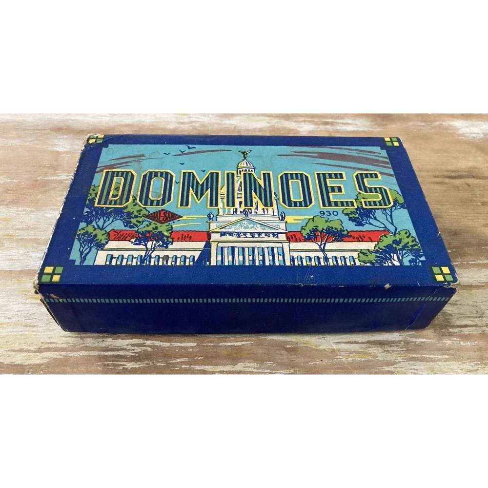 Vintage Halsam double nine Capitol Dominoes complete nice original box